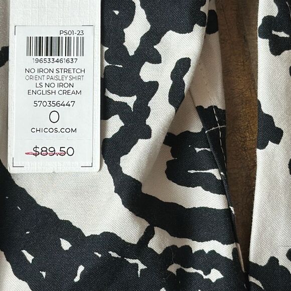Chico’s SZ 0 No Iron stretch Paisley print Top - Picture 11 of 12